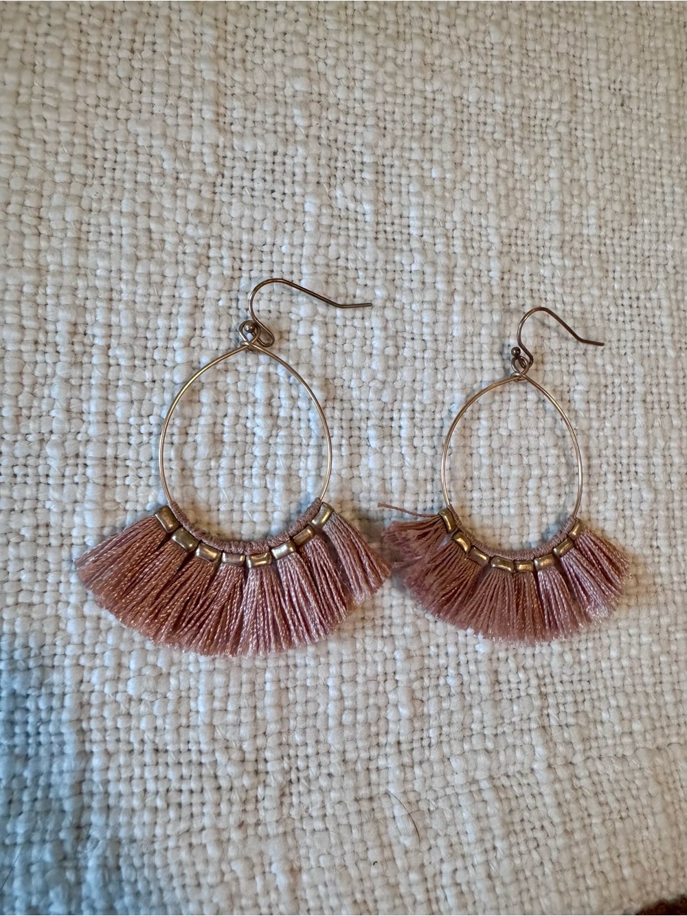 Boho Pink Tassel Hoop Earrings